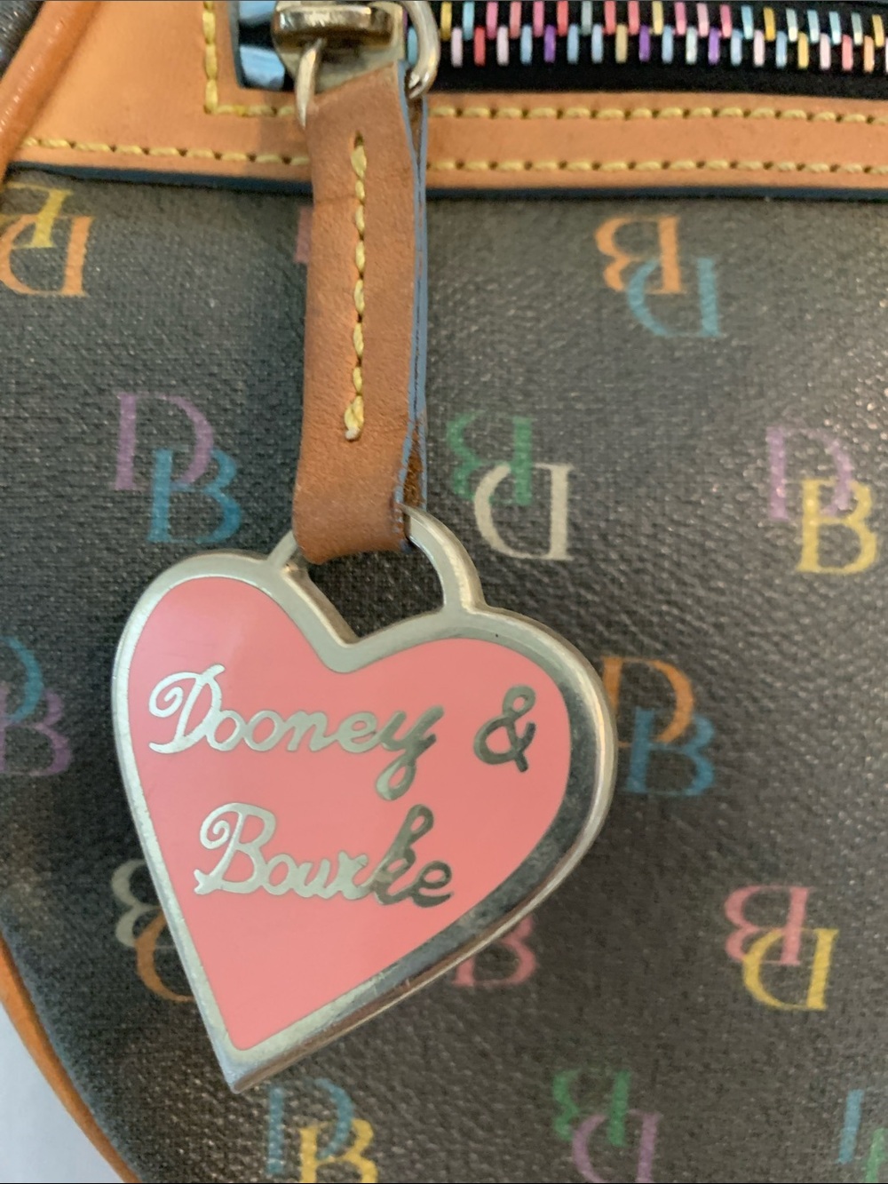 Dooney & Bourke Brown Mini Logo Backpack with Multicolor Accents - Picture 2 of 7